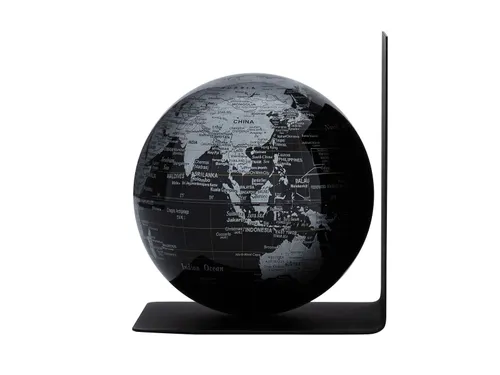 Boekensteun TROIKA met magnetische Wereldbol 13cm zwart-zilver