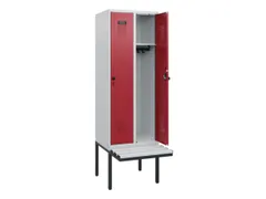 locker met bank,HxBxD 1950x600x815mm,2vak,vak B 300mm,draaigrendel