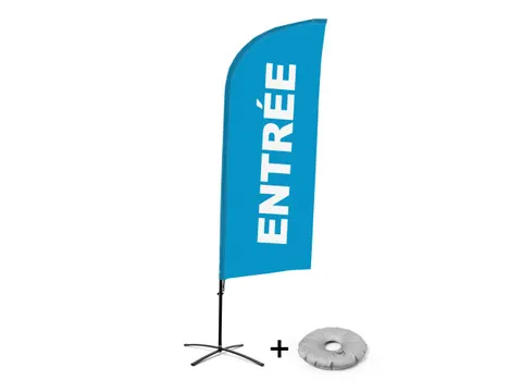 Promotievlag Alu Wind complete set ENTRÉE Blauw kruisvoet Zwart