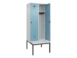 locker met bank,HxBxD 2120x800x815mm,2vak,vak B 400mm,draaigrendel - 1