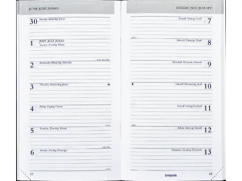 Agenda 2027 Brepols Breplan Genova 7 jours/1 page noir