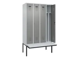 locker met bank,voor scheiding van kleding,HxBxD 2120x1200x815mm,4vak