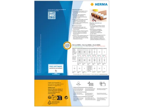HERMA 10773 Weerbestendige etiketten A4 210x297mm Wit 80 stuks