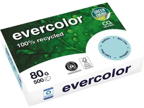 Gerecycleerd Kopierpapier Evercolor 80 Gram A4 Helblauw