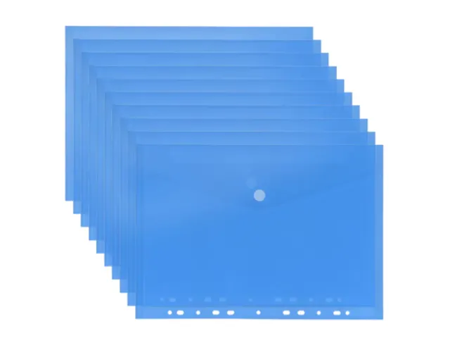 Enveloptas Velcro Sluiting A4 Geperforeerd 11-gaats Blauw 10 Stuks