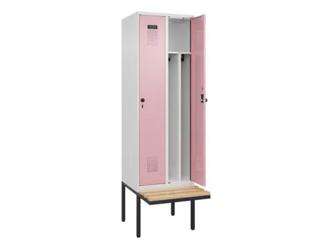 locker met bank,voor scheiding van kleding,HxBxD 2120x600x815mm,2vak