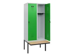 locker met bank,HxBxD 1950x800x815mm,2vak,vak B 400mm,draaigrendel