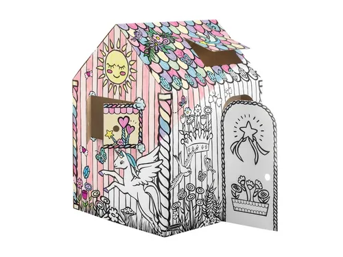 Kartonnen speelhuis XL Eenhoorn Bankers Box Play inkleurbaar