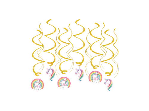 Hangdecoratie 70cm Party Swirl Unicorn 12 stuks