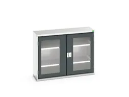 vitrinekast 800x1050x350mm 2xStalen bodem romp RAL7035 front RAL7016
