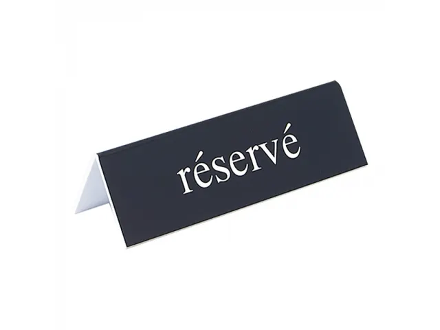 Emga Kunststof tafelbord Réservé 2-zijdig 13x4cm Zwart Wit