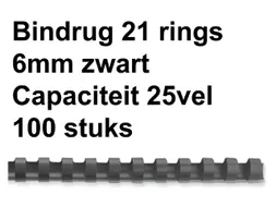 Bindrug Fellowes 6mm 21-rings A4 zwart 100stuks