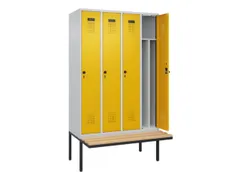 locker met bank,voor scheiding van kleding,HxBxD 2120x1200x815mm,4vak