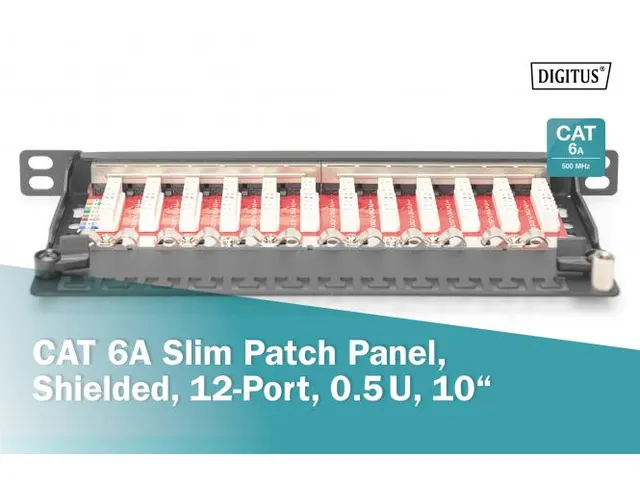CAT 6A patchpaneel afgeschermd 12-poorts 1/2HE 10'' rackmontage zwart