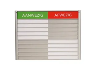 Menoor In-Uit bord 10 namen Aluminium Aanwezig/Afwezig Groen/rood - 1