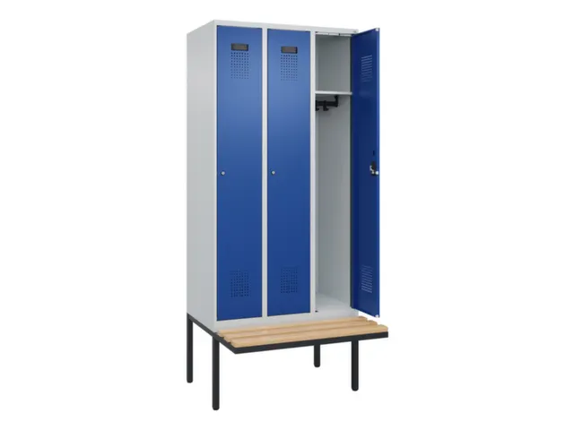 locker met bank,HxBxD 2120x900x815mm,3vak,vak B 300mm,cilinderslot
