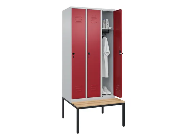 Armoire vestiaire Classic+ 3 comp 212x90x81,5cm gris clair/rouge rubis