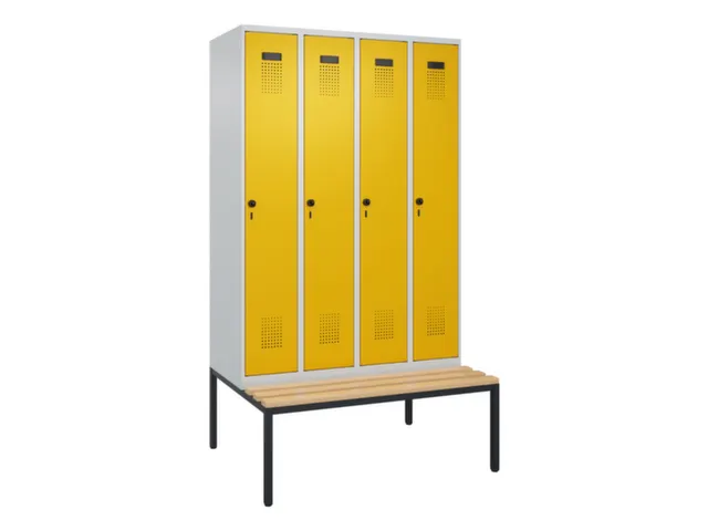 locker met bank,voor scheiding van kleding,HxBxD 2120x1200x815mm,4vak