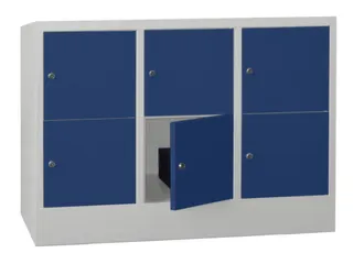lockerkast,HxBxD 855x1200x500mm,3x2vakken,RAL7035,front RAL5010 - 2