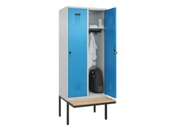locker met bank,HxBxD 2120x800x815mm,2vak,vak B 400mm,draaigrendel