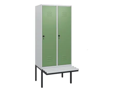 locker met bank,HxBxD 1950x800x815mm,2vak,vak B 400mm,draaigrendel