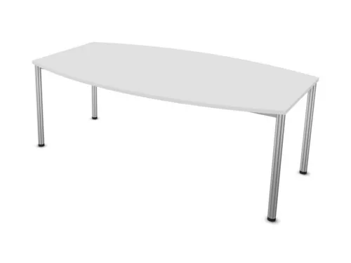 vergadertafel HxBxD 74x200x120cm vatvormig Bl-wit alu