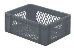 Euronorm-stapelbak 15l 175x400x300mm Wanden/bodem Opengewerkt Grijs