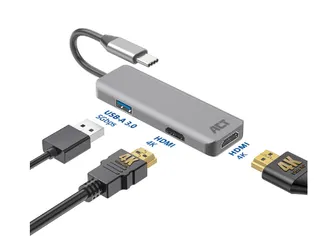 Adapter ACT USB-C 4K multiport voor 2 HDMI monitoren - 4