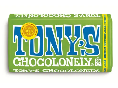 Chocolade Tony Chocolonely puur amandel zeezout reep 90 gram