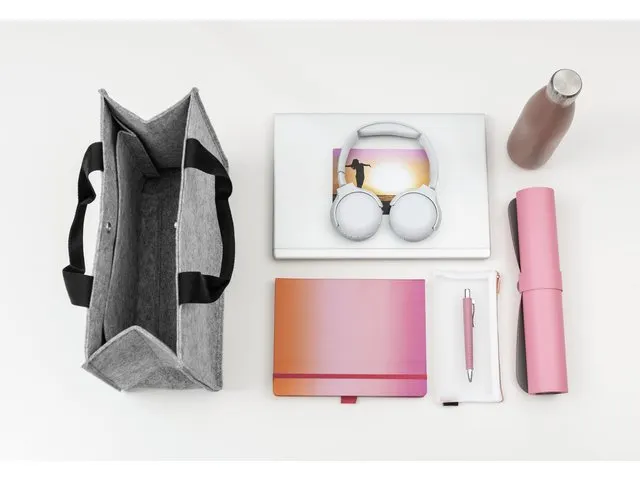 Bureautas Sigel voor hybride werken Basic Medium vilt lichtgrijs 361x2