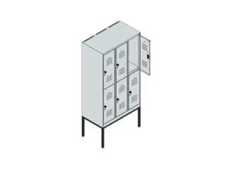 dubbeldekse locker,HxBxD 1950x900x500mm,3x2vak.,vak B 300mm,cil.-slot - 4