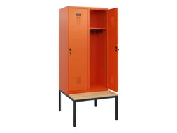 locker met bank,HxBxD 1950x800x815mm,2vak,vak B 400mm,draaigrendel