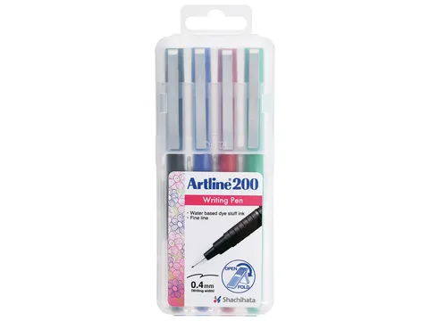Fineliner Artline 200 rond fijn asssorti 4 stuks