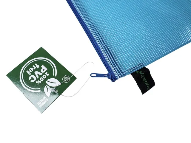etui A4 PVC-vrij blauw transparant met ritssluiting