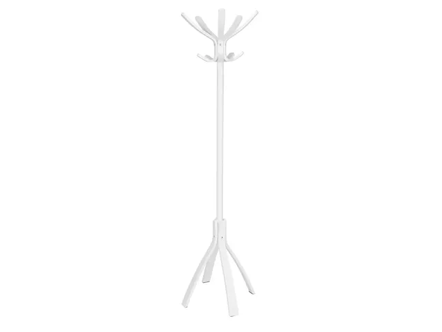 Cafe houten kapstok met 10 haken in wit hout 176 cm.
