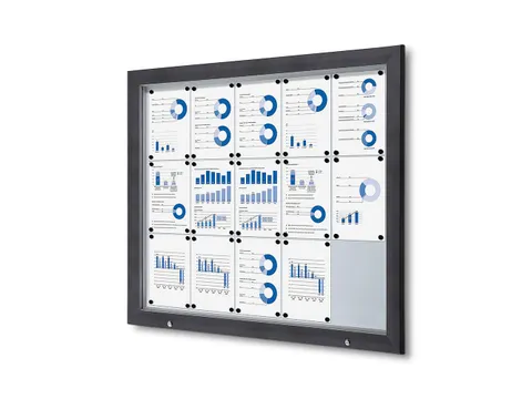 Vitrinekast mededelingenbord Outdoor 15xA4 met gasveer Antraciet