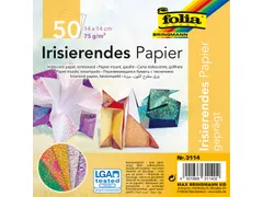 Vouwblaadjes Folia 75gr 14x14cm 50 vel 2-zijdig iriserend embossing as