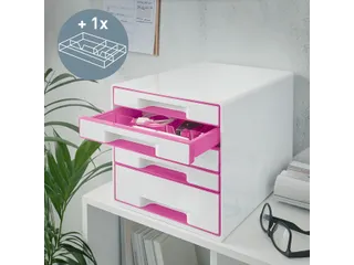 Ladenblok Leitz WOW Cube 5 laden wit/roze - 5