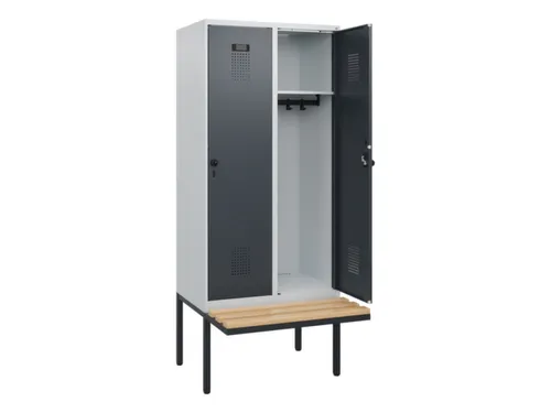 locker met bank,HxBxD 1950x800x815mm,2vak,vak B 400mm,draaigrendel