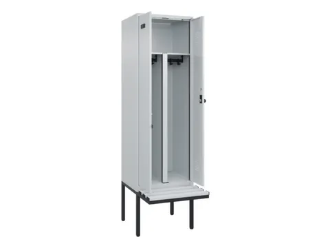 PBM-locker met bank,HxBxD 2120x600x815mm,2vak,vak B 300mm,draaigrendel