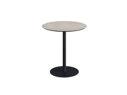 bistrotafel,HxØ 730x700mm,rond,schotelvoet zwart,blad HPL Moonstone