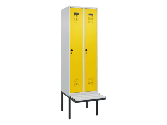 locker met bank,voor scheiding van kleding,HxBxD 2120x600x815mm,2vak