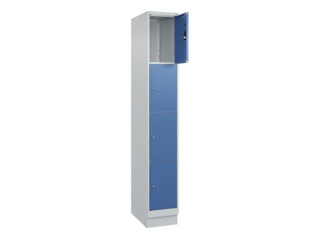 lockerkast,HxBxD 1950x300x500mm,1x4vakken,vak B 300mm,cil.-slot,sokkel