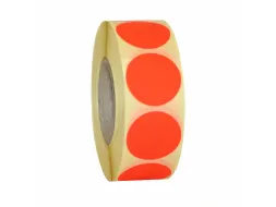 Etiket Rond Fluor Rood 25mm Op rol 2000 Stuks