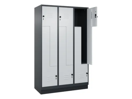 Z-garderobekast,HxBxD 1950x1200x500mm,vak B 200/400mm,draaigrendel