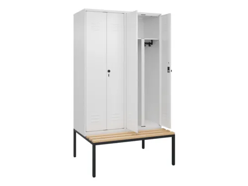 PBM-locker met bank,HxBxD 2120x1200x815mm,4vak,vak B 300mm