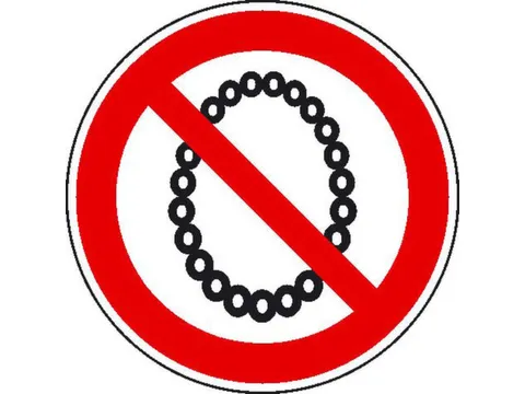 verbodsbord,Verboden te bedienen met halsketting,PVC,Ø 50mm