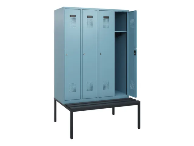 locker met bank,HxBxD 1950x1200x815mm,4vak,vak B 300mm,cilinderslot