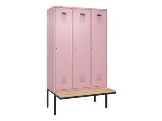 locker met bank,HxBxD 2120x1200x815mm,3vak,vak B 400mm,cilinderslot - 2