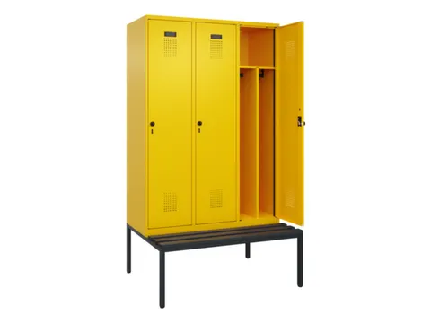 locker met bank,voor scheiding van kleding,HxBxD 2120x1200x815mm,3vak
